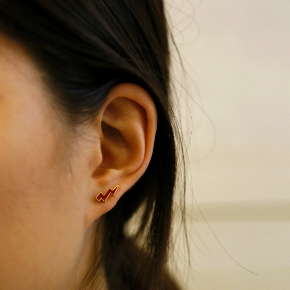 Gold plated Enamel Stud Earring
